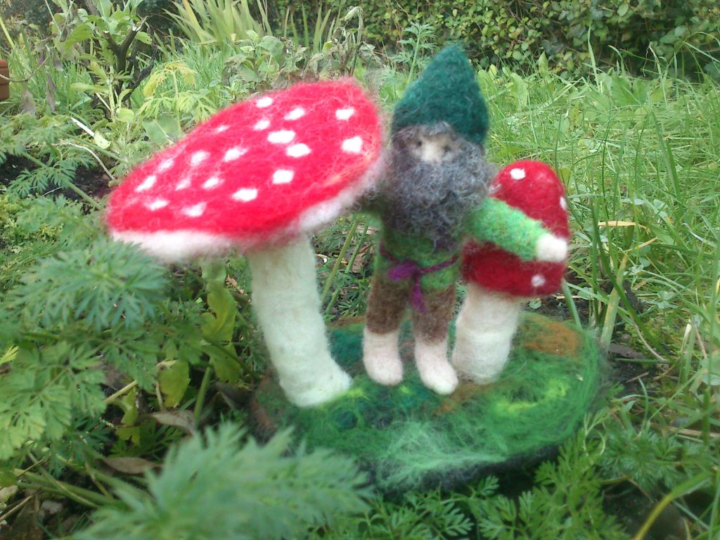 Toadstools with a little gnome