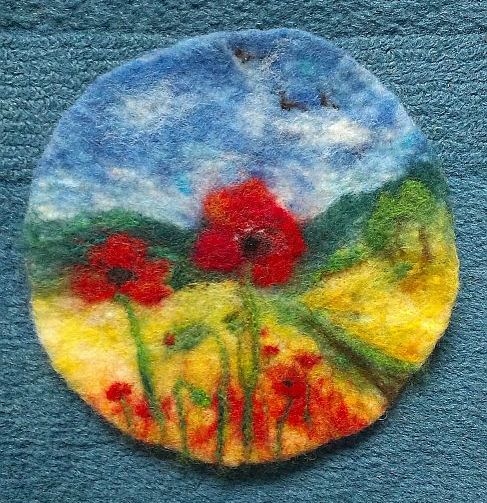 Poppies, wet and needle felted