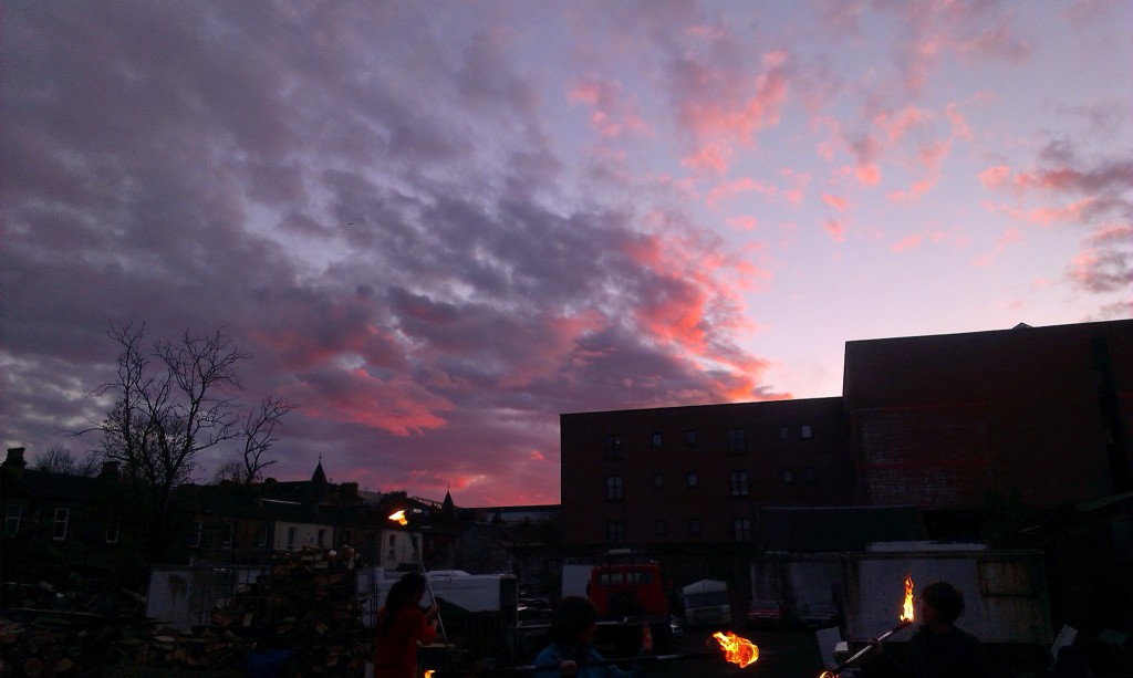 Pink clouds in the sky