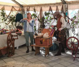 Drop spindle demonstration at Clydebuilt Festival 2019