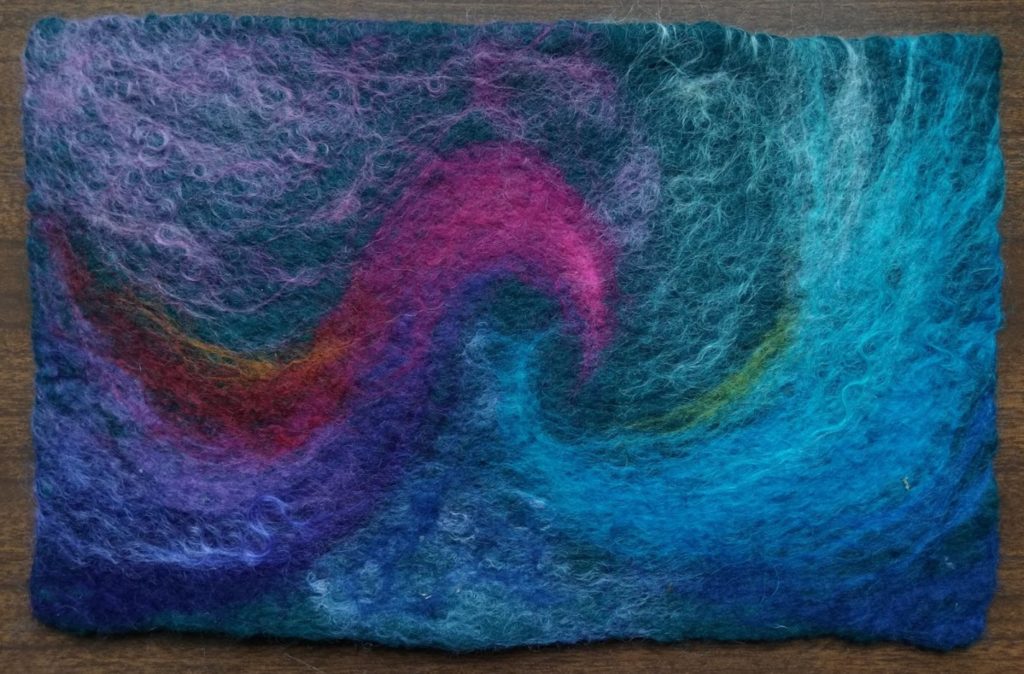 Wet felted picture, 17 x 27cm