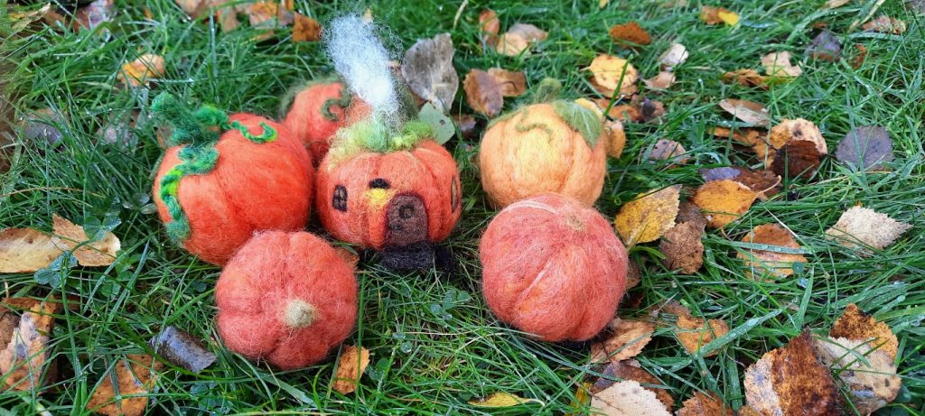 Various felted pumpkins